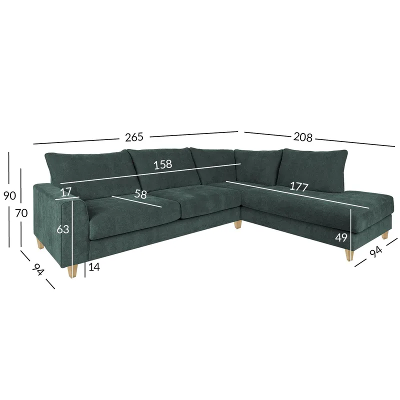 Hjørnesofa Terin Højre - grøn - Møbler - Sofaer - Hjørnesofa