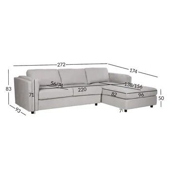 Hjørnesofa Ulnora Højre - Grå - Møbler - Sofaer - Sofa med chaiselong