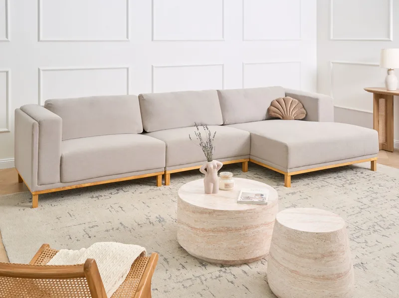 5-personers sofa Veng - Lysebrun - Møbler - Sofaer - Sofa med chaiselong - 4 personers sofa med chaiselong
