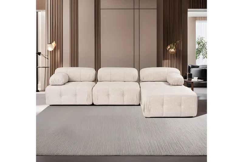 Belgin Hjørnesofa 3-pers - Lysebrun - Møbler - Sofaer - Modulsofaer - Komplet modulsofa