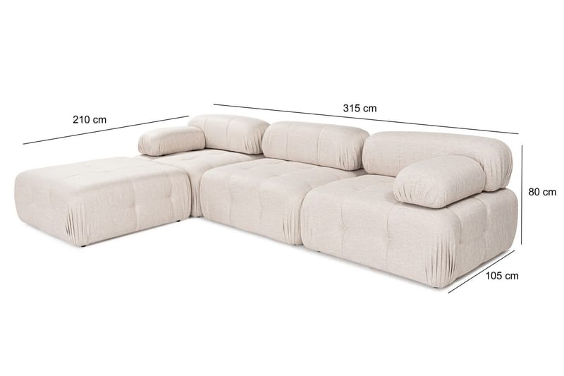 Belgin Hjørnesofa 3-pers - Lysebrun - Møbler - Sofaer - Sofa med chaiselong