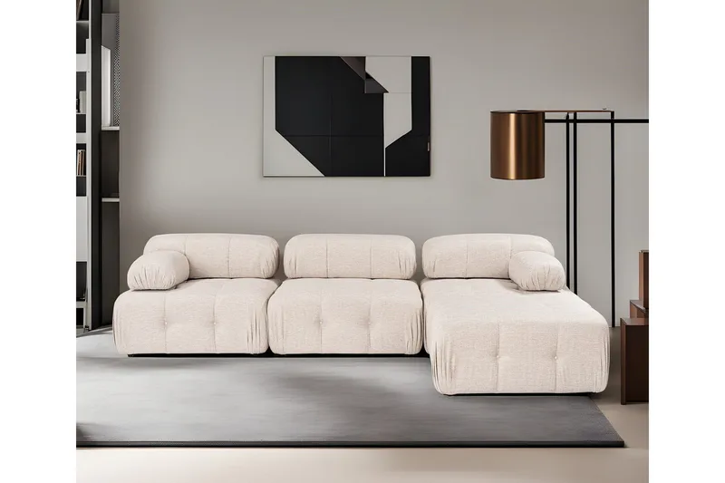 Belgin Hjørnesofa 3-pers - Lysebrun - Møbler - Sofaer - Modulsofaer - Komplet modulsofa