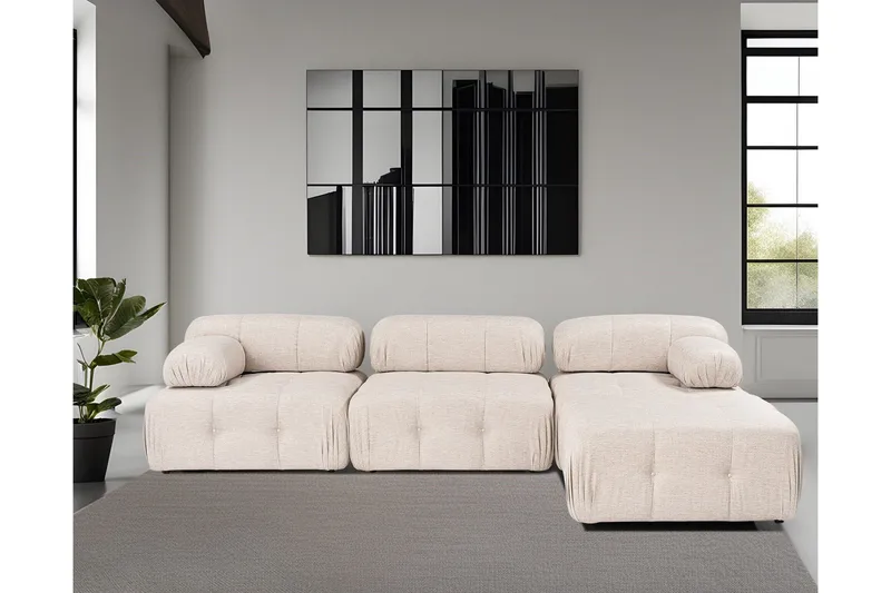 Belgin Hjørnesofa 3-pers - Lysebrun - Møbler - Sofaer - Modulsofaer - Komplet modulsofa