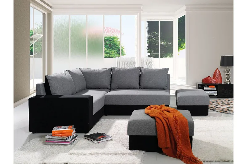 Bono hjørnesovesofa, Hvid/Grå