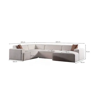 Branorin 5-personers Hjørnesofa med Chaiselong - Brun/Hvid - Møbler - Sofaer - Modulsofaer - Komplet modulsofa