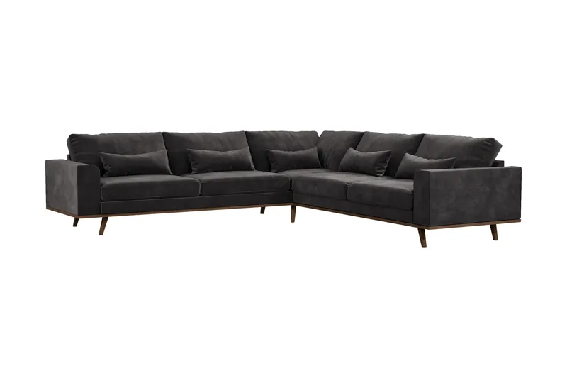 Copenhagen 6-personers L-formet Hjørnesofa i Fløjl - Mørkegrå - Møbler - Sofaer - Hjørnesofa