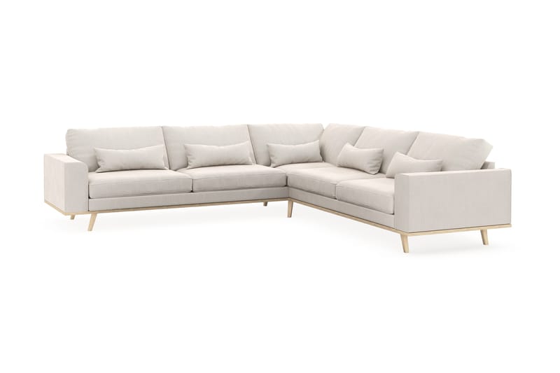Copenhagen 6-personers L-formet Hjørnesofa i Fløjl - Cremehvid - Møbler - Sofaer - Hjørnesofa