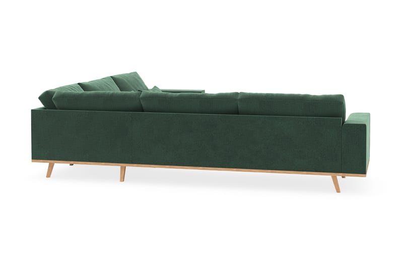 Copenhagen 6-personers L-formet Hjørnesofa i Fløjl - Mørkegrøn - Møbler - Sofaer - Hjørnesofa