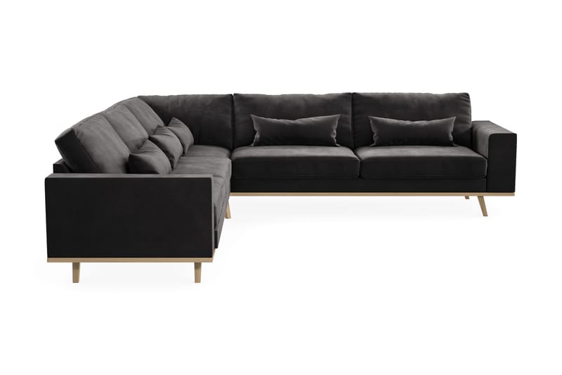 Copenhagen 6-personers L-formet Hjørnesofa i Fløjl - Mørkegrå - Møbler - Sofaer - Hjørnesofa