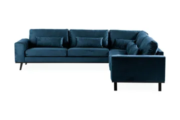 Copenhagen 6-personers L-formet Hjørnesofa i Fløjl - Blå - Møbler - Sofaer - Hjørnesofa