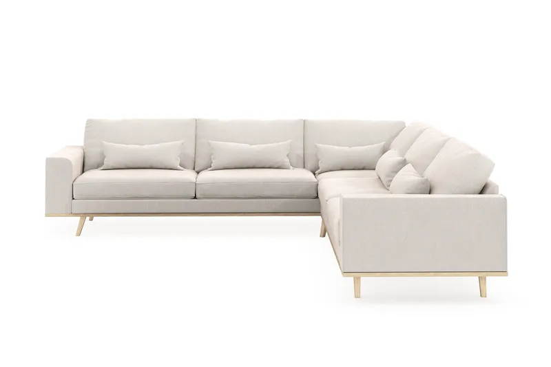 Copenhagen 6-personers L-formet Hjørnesofa i Fløjl - Cremehvid - Møbler - Sofaer - Hjørnesofa