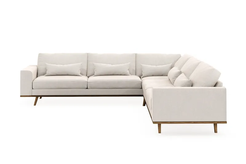 Copenhagen 6-personers L-formet Hjørnesofa i Fløjl - Cremehvid - Møbler - Sofaer - Hjørnesofa