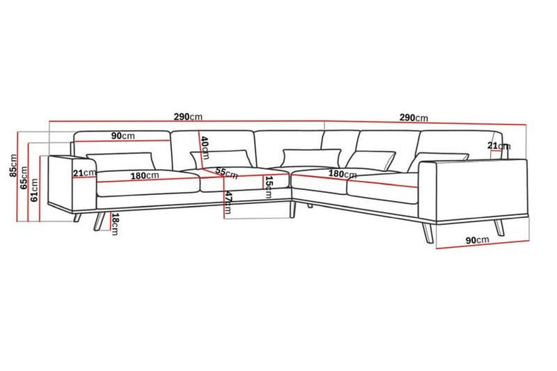 Copenhagen 6-personers L-formet Hjørnesofa i Stof - Beige - Møbler - Sofaer - Hjørnesofa