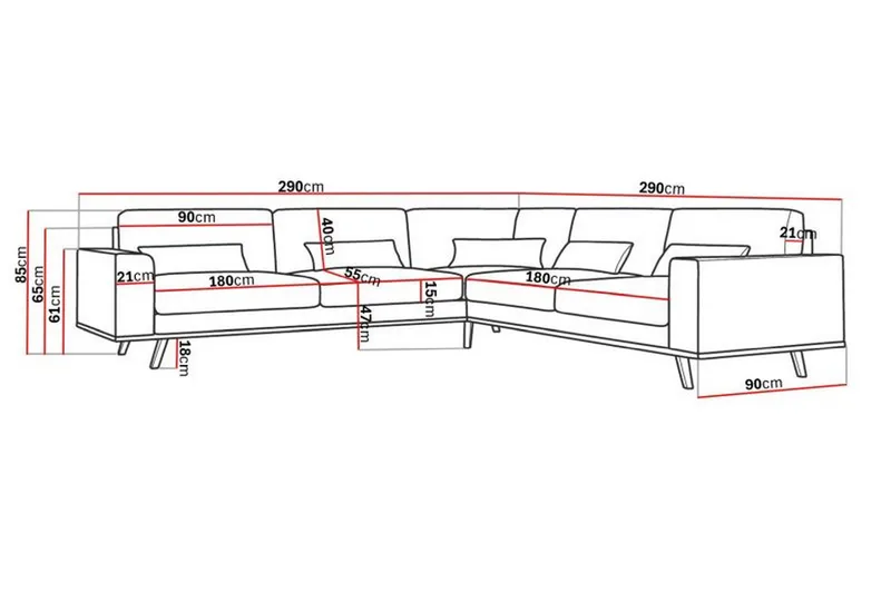 Copenhagen 6-personers L-formet Hjørnesofa i Kunstlæder - Brun - Møbler - Sofaer - Hjørnesofa