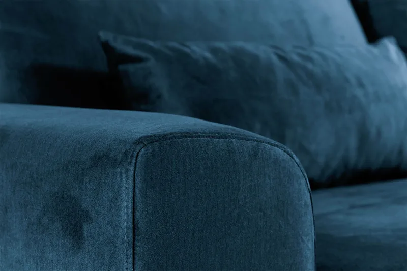 Copenhagen 6-personers L-formet Hjørnesofa i Fløjl - Blå - Møbler - Sofaer - Hjørnesofa
