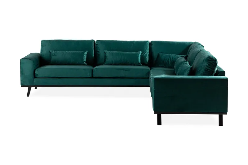 Copenhagen 6-personers L-formet Hjørnesofa i Fløjl - Grøn - Møbler - Sofaer - Hjørnesofa