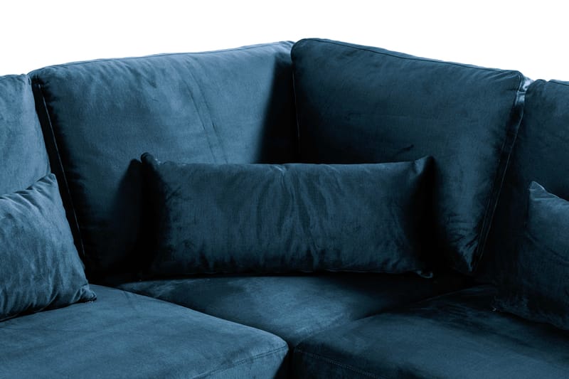 Copenhagen 6-personers L-formet Hjørnesofa i Fløjl - Blå - Møbler - Sofaer - Hjørnesofa