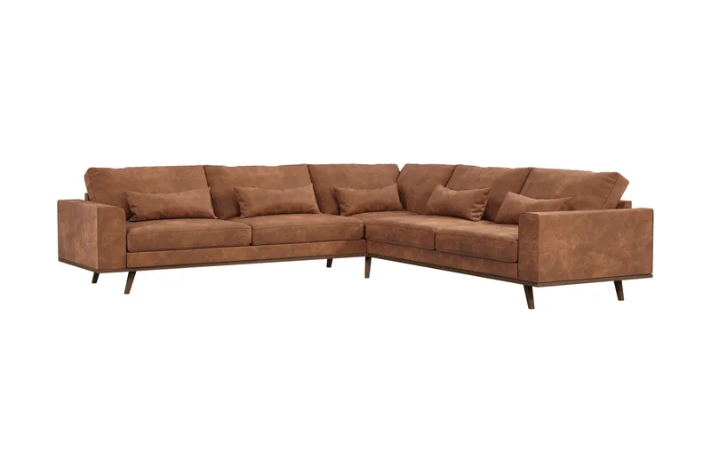 Copenhagen 6-personers L-formet Hjørnesofa i Kunstlæder - Brun - Møbler - Sofaer - Hjørnesofa