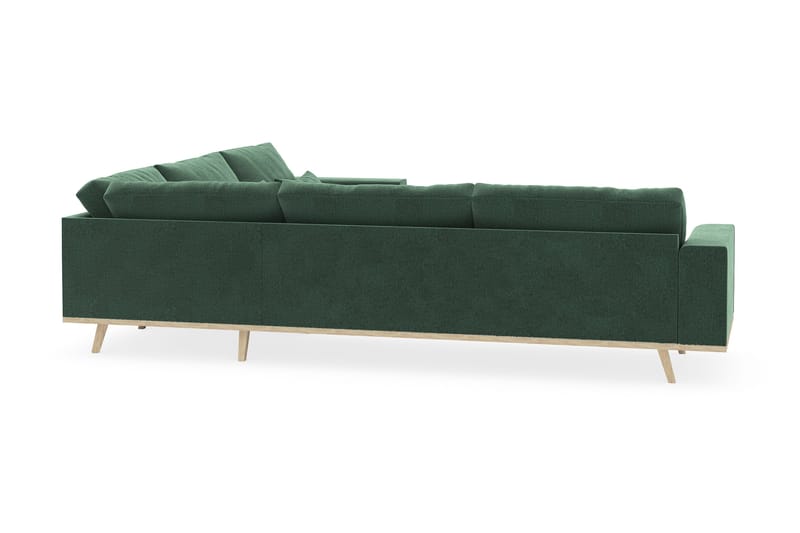 Copenhagen 6-personers L-formet Hjørnesofa i Fløjl - Mørkegrøn - Møbler - Sofaer - Hjørnesofa