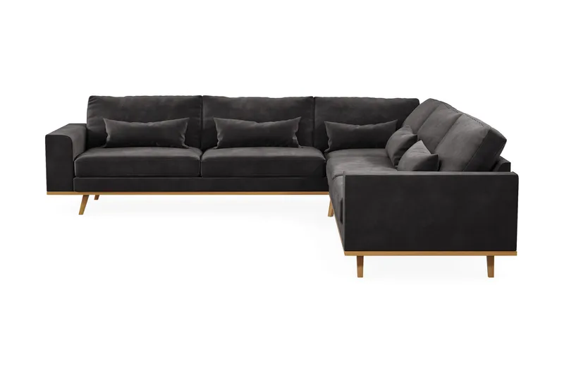 Copenhagen 6-personers L-formet Hjørnesofa i Fløjl - Mørkegrå - Møbler - Sofaer - Hjørnesofa
