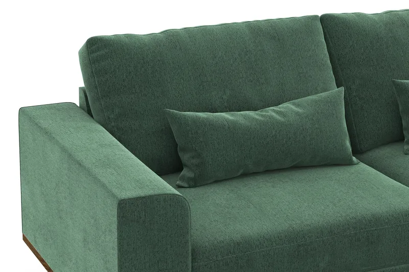Copenhagen 6-personers L-formet Hjørnesofa i Fløjl - Mørkegrøn - Møbler - Sofaer - Hjørnesofa