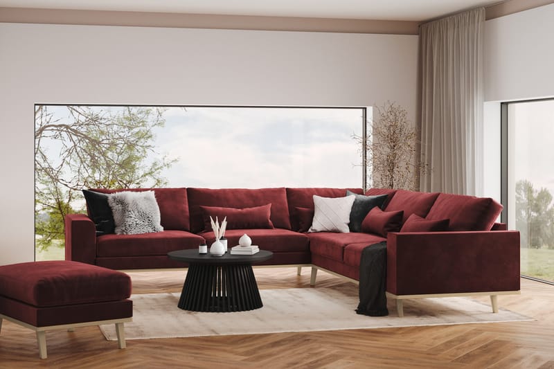 Copenhagen 6-personers L-formet Hjørnesofa i Fløjl - Lilla - Møbler - Sofaer - Hjørnesofa