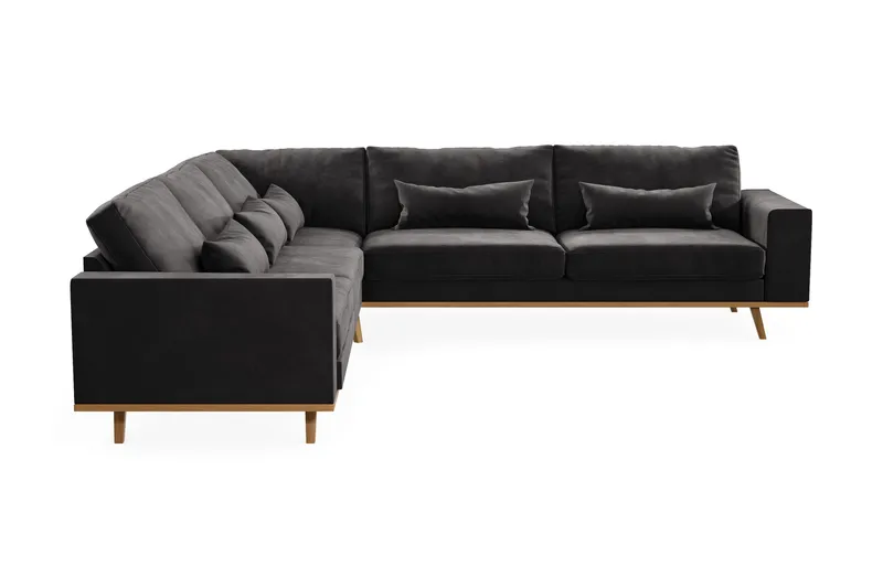 Copenhagen 6-personers L-formet Hjørnesofa i Fløjl - Mørkegrå - Møbler - Sofaer - Hjørnesofa