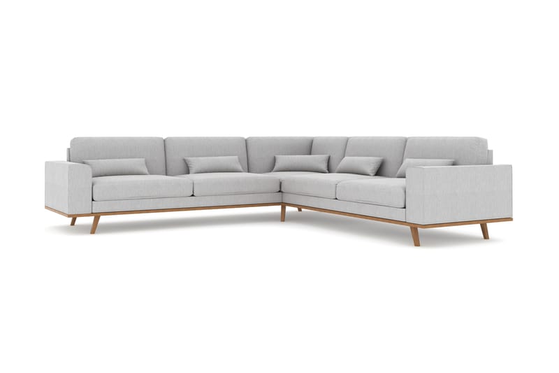 Copenhagen 6-personers L-formet Hjørnesofa i Stof - Grå - Møbler - Sofaer - Hjørnesofa