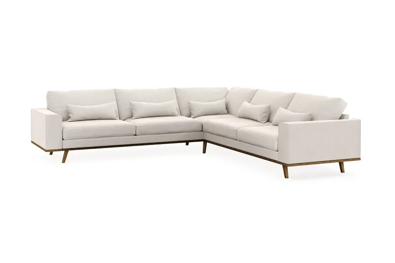 Copenhagen 6-personers L-formet Hjørnesofa i Fløjl - Cremehvid - Møbler - Sofaer - Hjørnesofa