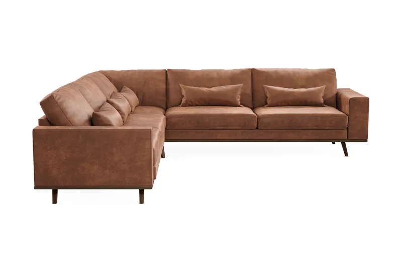 Copenhagen 6-personers L-formet Hjørnesofa i Kunstlæder - Brun - Møbler - Sofaer - Hjørnesofa