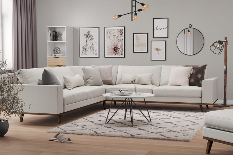 Copenhagen 6-personers L-formet Hjørnesofa i Stof - Lysegrå - Møbler - Sofaer - Hjørnesofa