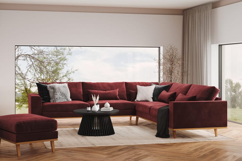 Copenhagen 6-personers L-formet Hjørnesofa i Fløjl - Lilla - Møbler - Sofaer - Hjørnesofa