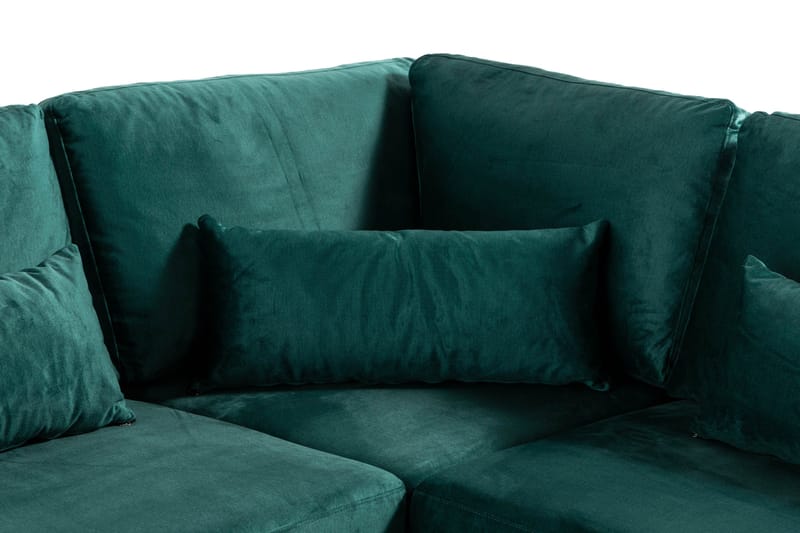 Copenhagen 6-personers L-formet Hjørnesofa i Fløjl - Grøn - Møbler - Sofaer - Hjørnesofa