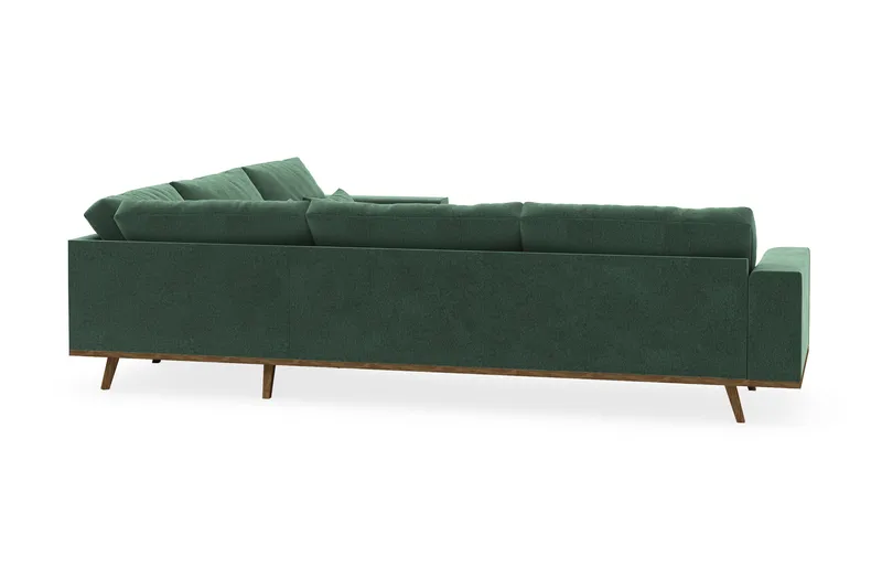Copenhagen 6-personers L-formet Hjørnesofa i Fløjl - Mørkegrøn - Møbler - Sofaer - Hjørnesofa