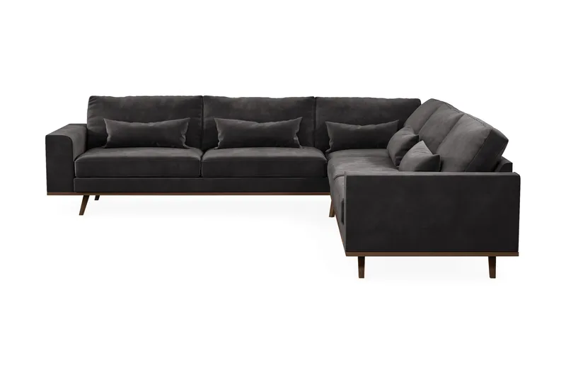 Copenhagen 6-personers L-formet Hjørnesofa i Fløjl - Mørkegrå - Møbler - Sofaer - Hjørnesofa