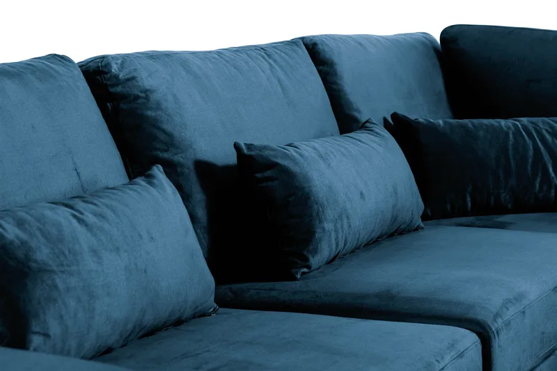 Copenhagen 6-personers L-formet Hjørnesofa i Fløjl - Blå - Møbler - Sofaer - Hjørnesofa