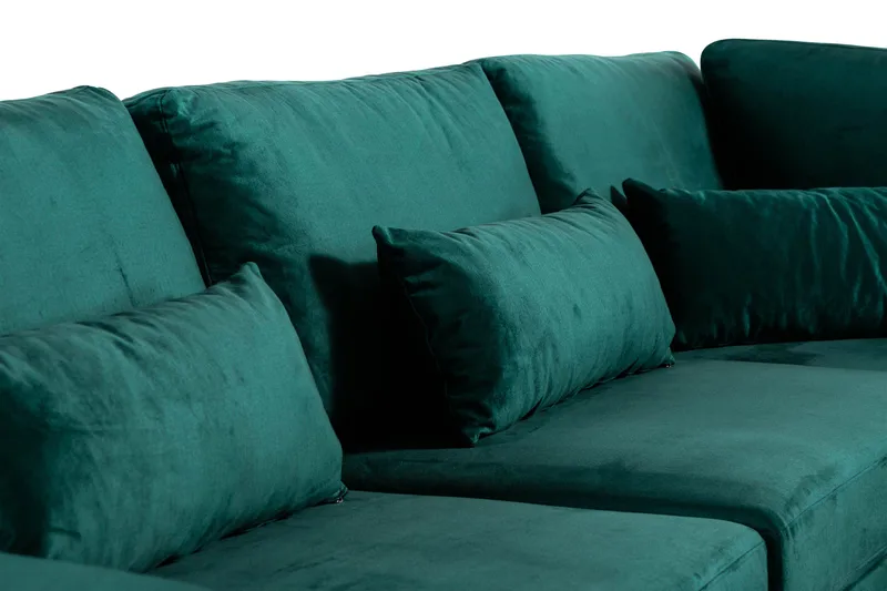 Copenhagen 6-personers L-formet Hjørnesofa i Fløjl - Grøn - Møbler - Sofaer - Hjørnesofa