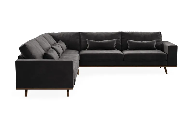Copenhagen 6-personers L-formet Hjørnesofa i Fløjl - Mørkegrå - Møbler - Sofaer - Hjørnesofa