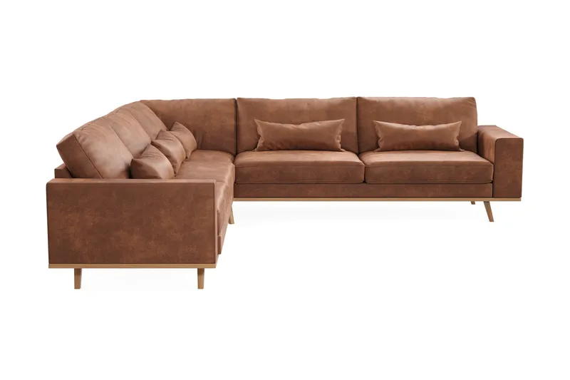 Copenhagen 6-personers L-formet Hjørnesofa i Kunstlæder, Brun