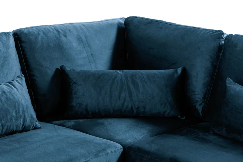 Copenhagen 6-personers L-formet Hjørnesofa i Fløjl - Blå - Møbler - Sofaer - Hjørnesofa