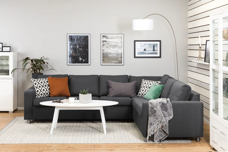 Crazy 5-personers Vendbar L-formet Large Hjørnesofa i Stof - Mørkegrå - Møbler - Sofaer - Hjørnesofa