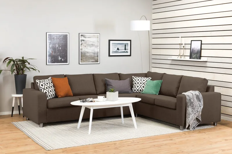 Crazy 5-personers Vendbar L-formet Large Hjørnesofa i Stof - Brun - Møbler - Sofaer - Hjørnesofa