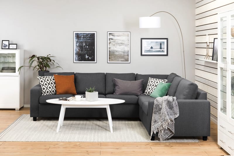 Crazy 5-personers Vendbar L-formet Large Hjørnesofa i Stof - Mørkegrå - Møbler - Sofaer - Hjørnesofa