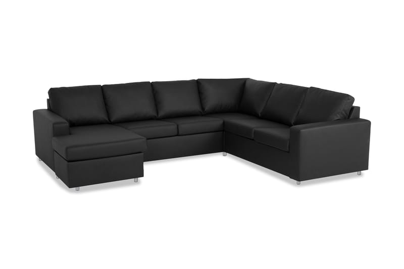 Crazy 5-personers Venstrevendt U-formet Hjørnesofa med Chaiselong i Kunstlæder - Sort - Møbler - Sofaer - Hjørnesofa