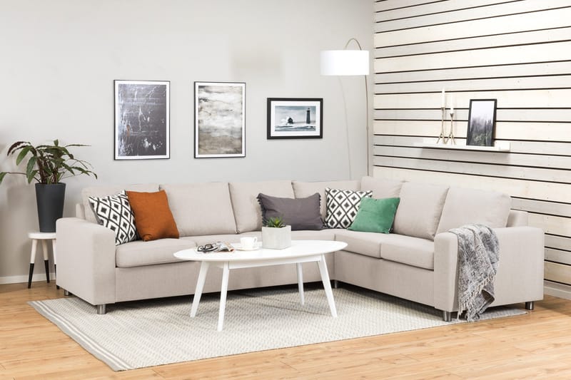 Crazy 5-personers Vendbar L-formet Large Hjørnesofa i Stof - Beige - Møbler - Sofaer - Hjørnesofa