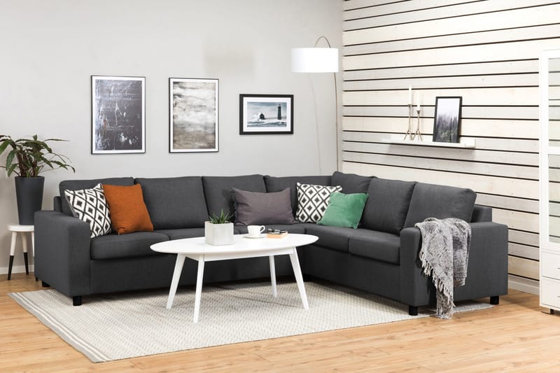 Crazy 5-personers Vendbar L-formet Large Hjørnesofa i Stof - Mørkegrå - Møbler - Sofaer - Hjørnesofa