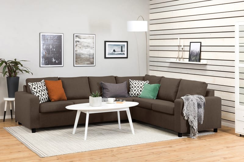 Crazy 5-personers Vendbar L-formet Large Hjørnesofa i Stof - Brun - Møbler - Sofaer - Hjørnesofa