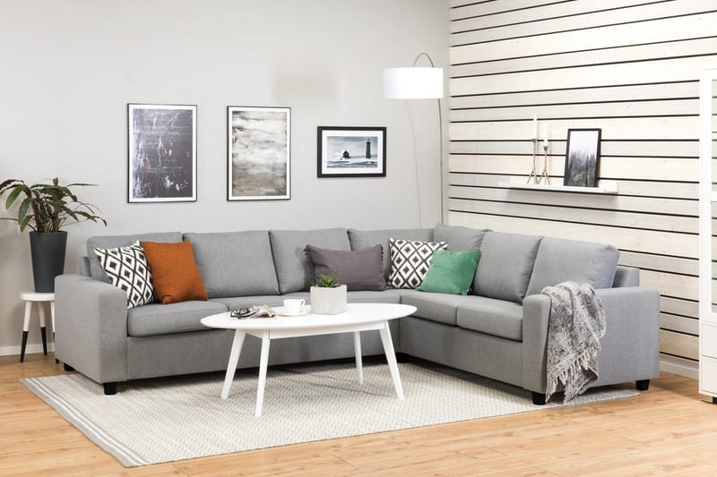 Crazy 5-personers Vendbar L-formet Large Hjørnesofa i Stof - Grå - Møbler - Sofaer - Hjørnesofa