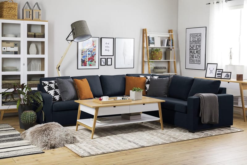 Crazy 5-personers Vendbar L-formet Large Hjørnesofa i Stof - Blå - Møbler - Sofaer - Hjørnesofa