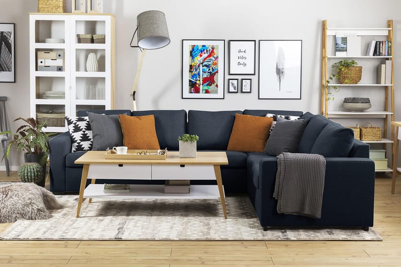Crazy 5-personers Vendbar L-formet Large Hjørnesofa i Stof - Blå - Møbler - Sofaer - Hjørnesofa
